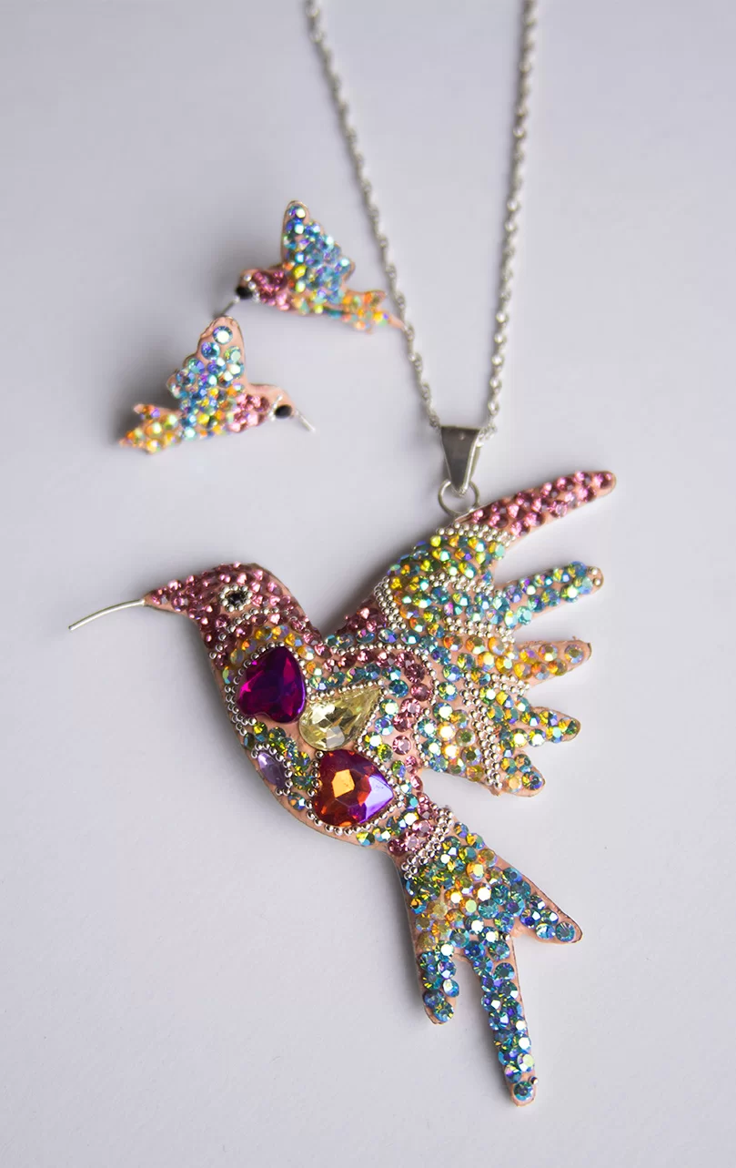 Imagen de Collar y Aretes Colibrí